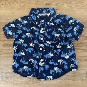 Janie and Jack Blue Palm Print Button Down Shirt